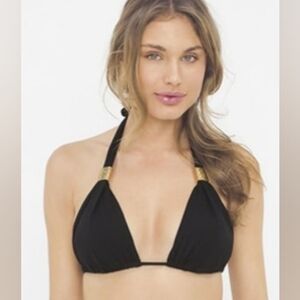 Black and Gold Bikini Swim Top